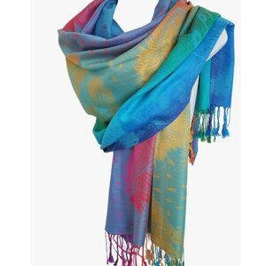 Rainbow Scarves Women Festival Shawl for Summer Scarf Blue Yellow Shawls & Wraps